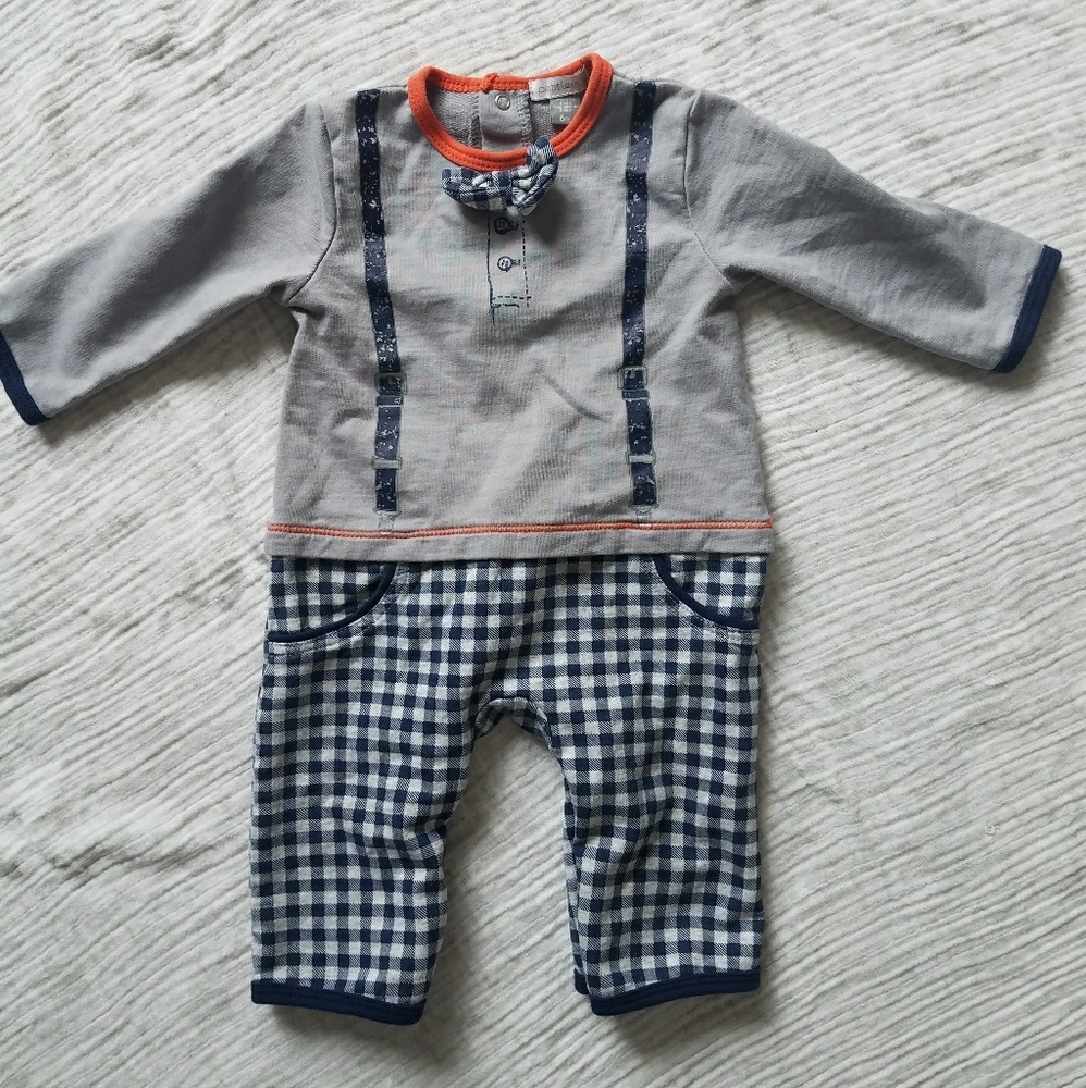 onesie outfit. cute bow tie, gingham print